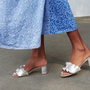 Loeffler Randall Vera Ruffle Leather Slide Sandal